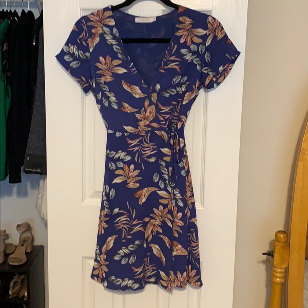 Blue Floral Wrap Dress